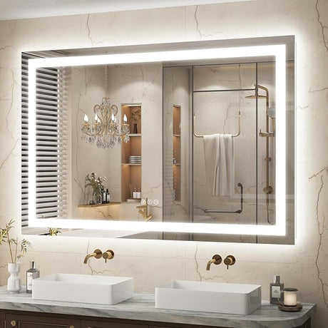 55x36 LED Bathroom Mirror for Wall, Large Lighted Vanity Mirror with Lights, Dimmable,