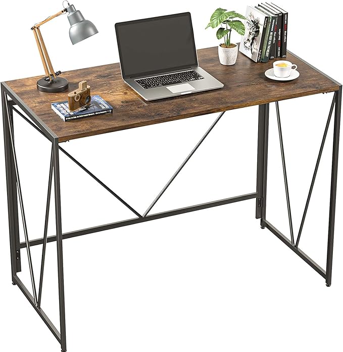 Folding Computer Desk 39 Inch, Foldable Study Writing Desk for Small Space