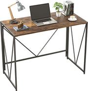Folding Computer Desk 39 Inch, Foldable Study Writing Desk for Small Space