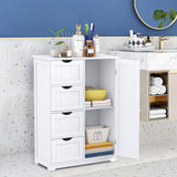 Bathroom Floor Cabinet, Freestanding Storage Cabinet with 4 Drawers & Single Door,