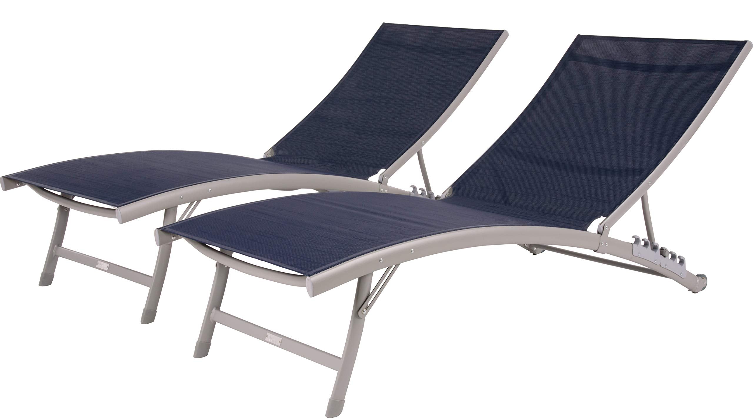6 Position Aluminum Stackable Lounger Set with Wheels, Made with Premium Durable Outdoor Fabric