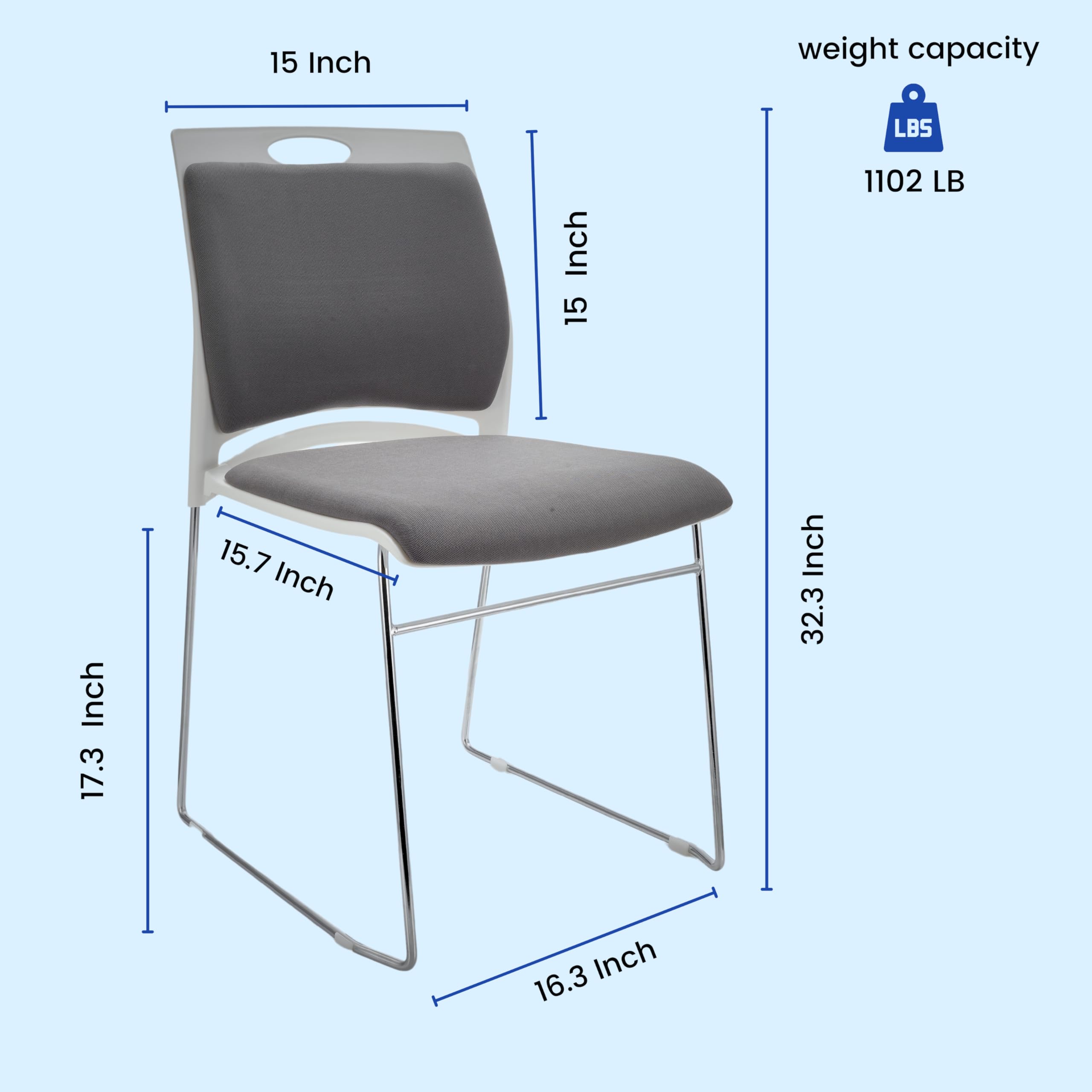 20 Pack Stacking Chairs 1102LB Capacity Home Office Guest Chair Set with Sled Base
