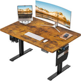 47.2x27.6 Inch Whole Piece 1-Inch Thick Standing Desk with Side Storage Pocket, Electric Adjustable Height Rising Table, Ergonomic Office Computer Desks for Workstation,Study,Gaming,Brown