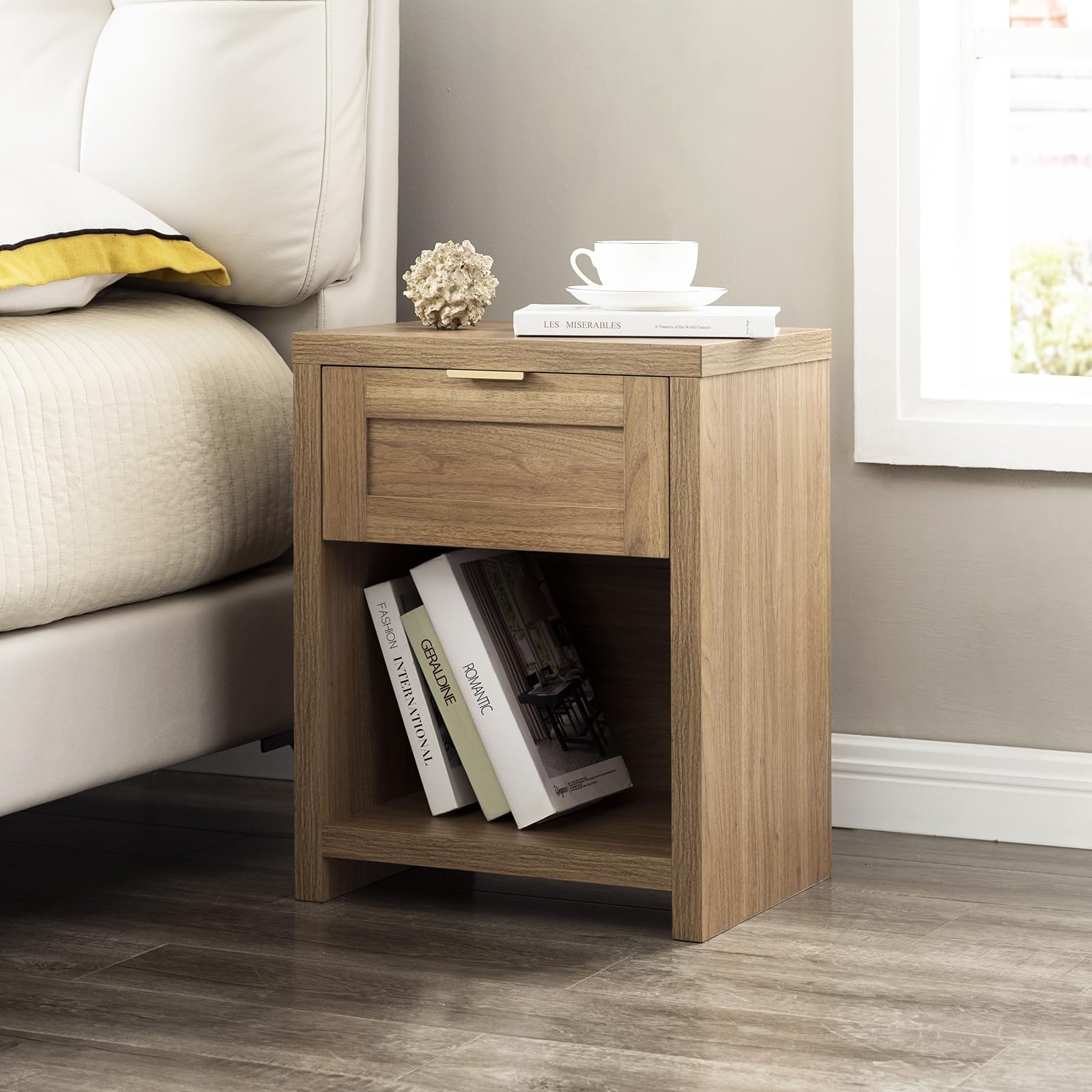 Night Stand Set 2, Boho End Table with Drawer