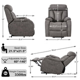 Small Power Lift Recliner for Elderly, Lift Chair Recliners, Electric Recliner Chairs for Seniors, Remote Control, Adjustable, Side Pocket (Brown Grey)