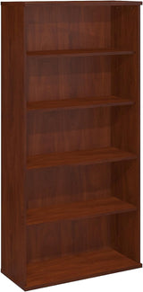 Series C Tall 5 Shelf Bookcase in Mocha Cherry, Large Bookshelf for Home and Professional Office