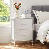 with 2 Drawers, Bedside Table Small Dresser with Removable Fabric Bins