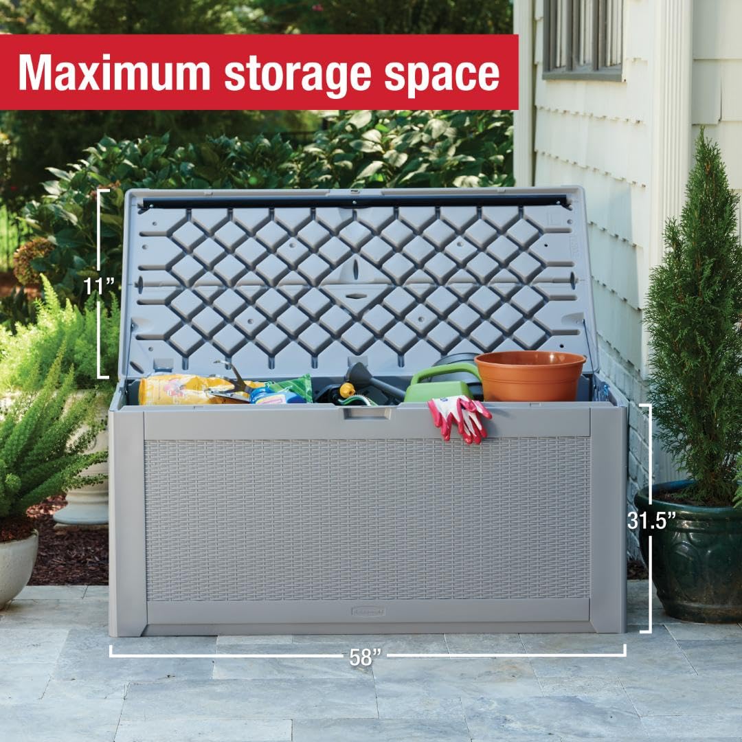 Extra Large Resin Outdoor Storage Deck Box (134 Gal), Weather Resistant, Gray