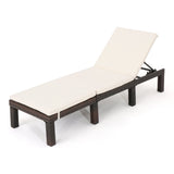 Outdoor Wicker Chaise Lounge with Water Resistant Cushion, Multibrown / Cream