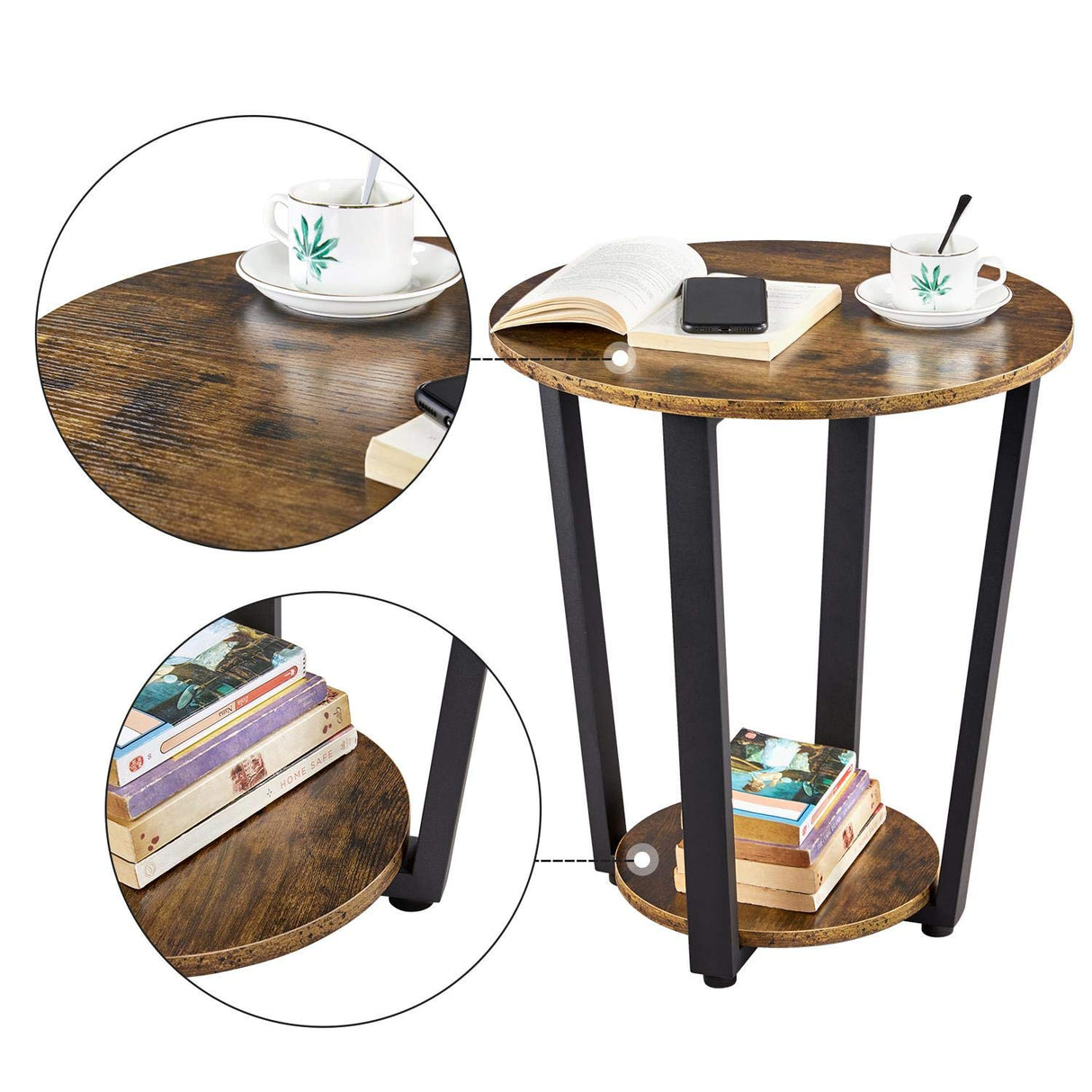 3-Piece Rustic Coffee Table and Side Table Set, Set of 3 Sturdy & Durable