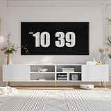 86 Inch TV Stand with Fluted Design and Adjustable Shelves