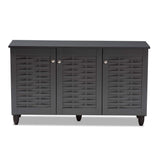 Wadia Modern and Contemporary Dark Gray 3-Door Wooden Entryway Shoe Storage