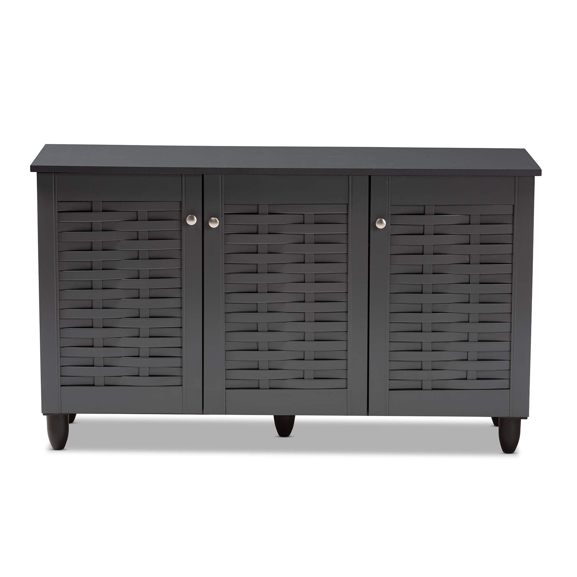 Wadia Modern and Contemporary Dark Gray 3-Door Wooden Entryway Shoe Storage