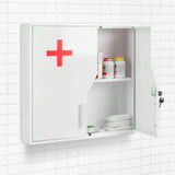 Medicine Cabinet, Lockable, 5 Compartments, Steel, HxWxD: 53 x 53 x 14.5 cm