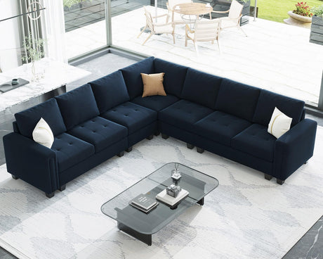 Modular Velvet Sectional L Shape Sofa Couch Oversized Convertible Sectional Sofa Couch