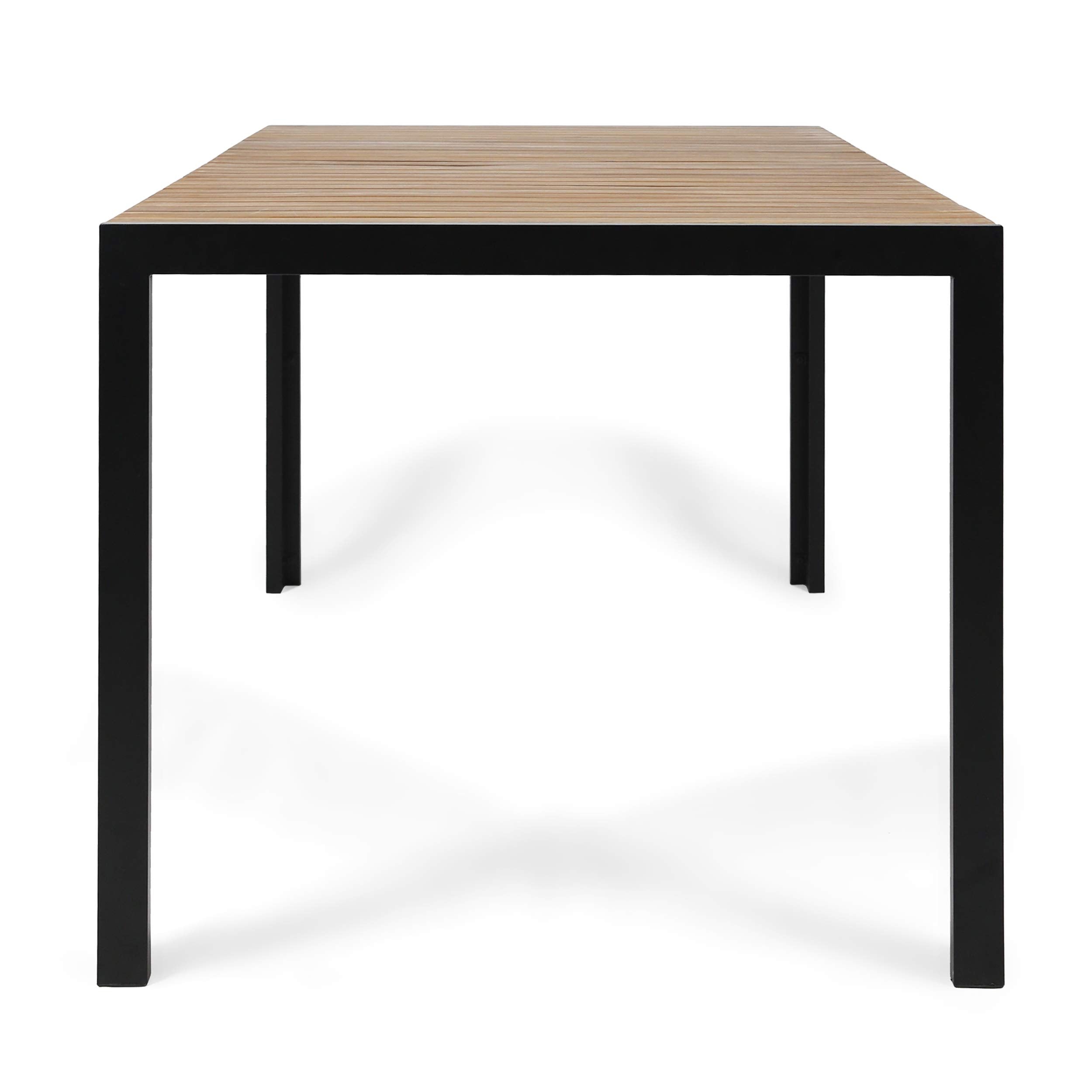Dining Table, Teak Finish + Black