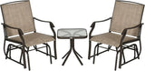 3 Piece Outdoor Glider Chair with Coffee Table Bistro Set, 2 Patio Rocking Swing Chairs