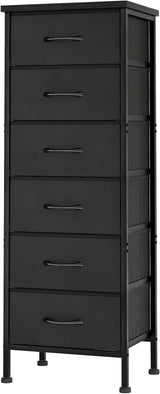 Black Tall Dresser for Bedroom, Storage Dresser Organizer with 6 Fabric Drawers