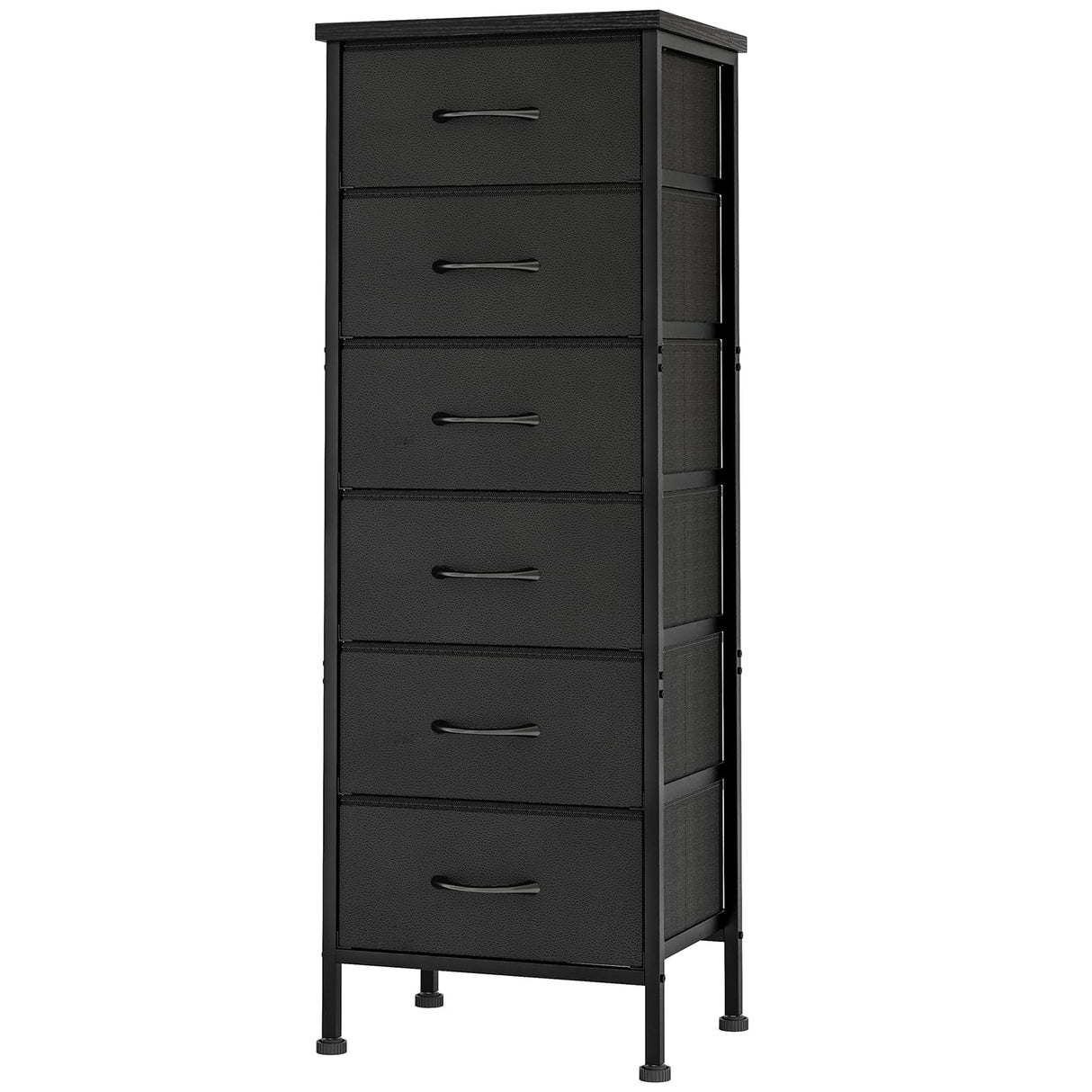 Black Tall Dresser for Bedroom, Storage Dresser Organizer with 6 Fabric Drawers