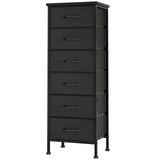 Black Tall Dresser for Bedroom, Storage Dresser Organizer with 6 Fabric Drawers