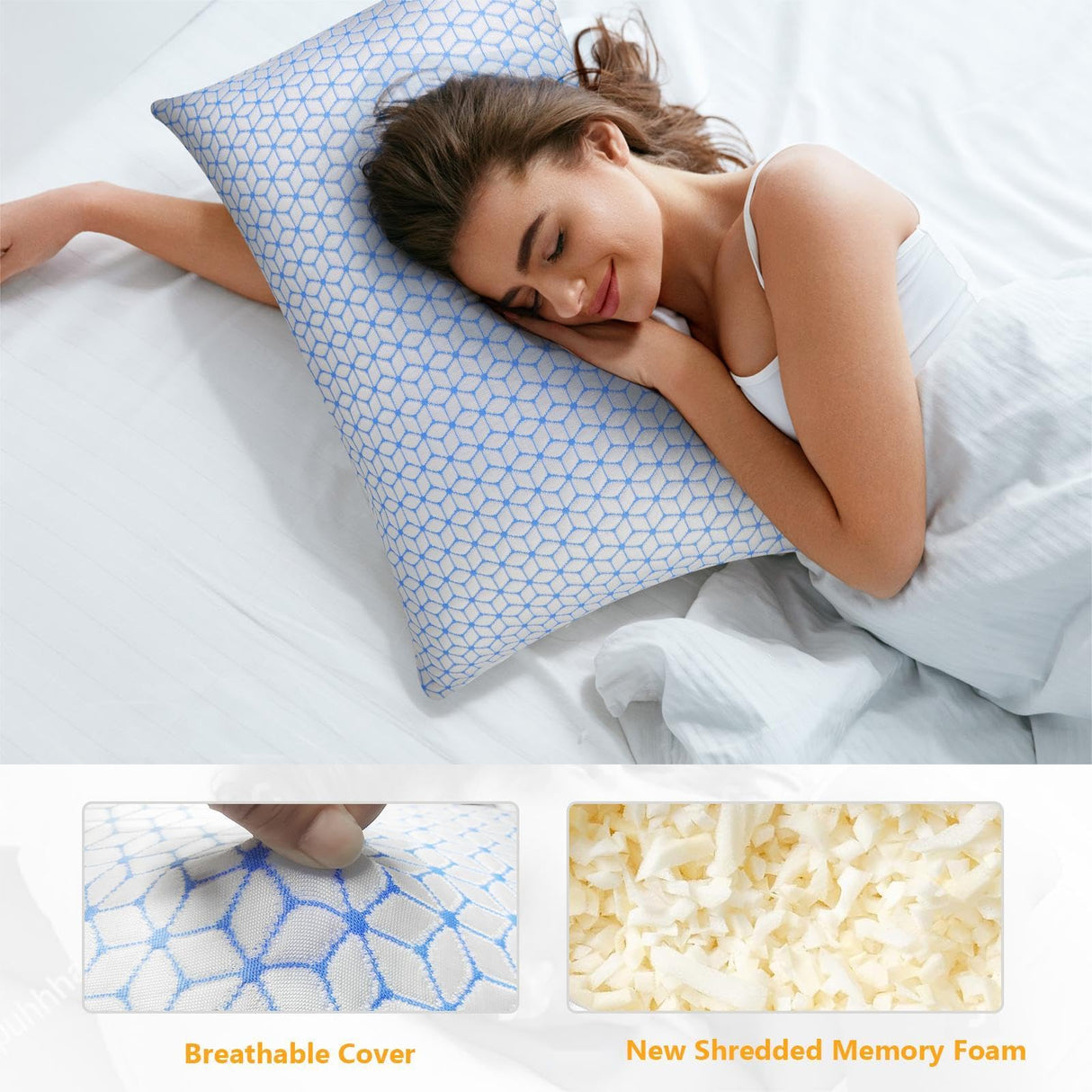 Pillows King Size Set of 2, King Size Pillows for Bed Shredded Memory Foam Pillows