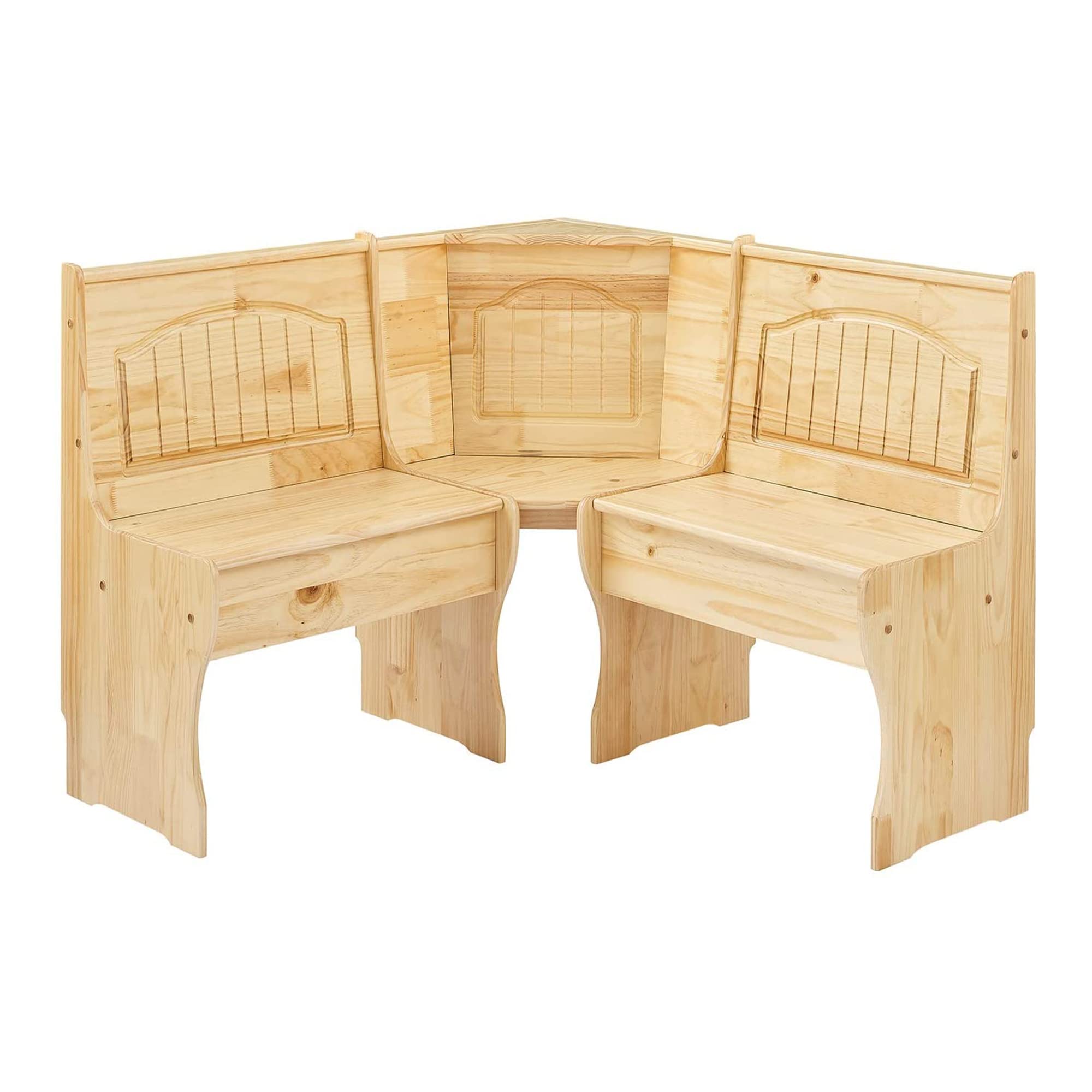 Traditional Style 3 Piece Solid Wood Breakfast Nook Dining Table Set with Side Bench
