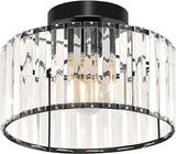 Modern Gold Semi Flush Mount Ceiling Light Crystal Hallway Light Fixture Metal Close