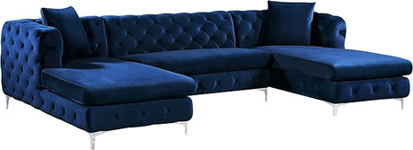 Gail Collection Modern | Contemporary Velvet Upholstered 3 Piece Sectional