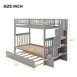 Bunk Beds, Bunk Beds Twin Over Twin Size, Twin Bunk Bed with Trundle