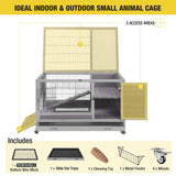 Rabbit Hutch Indoor and Outdoor 39.7" Bunny House on Wheels,Hamster Cage