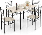 5-Piece Glass Dining Table Set with 4 Chairs