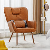 Faux Leather Wingback Chair, Arm Chair, Upholstered Living Room Chairs