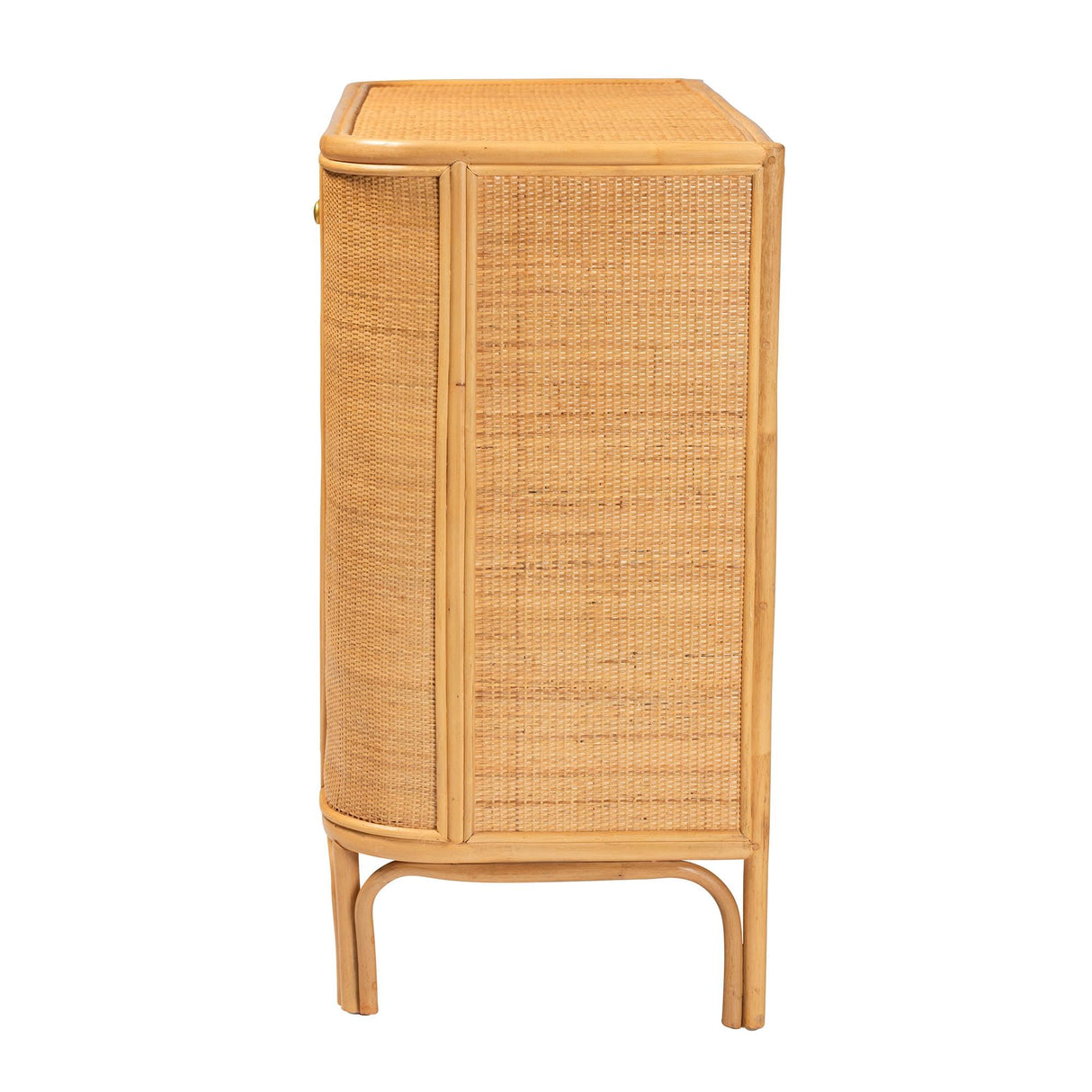 Natural Rattan Storage Cabinet, 2-Door, Light Honey