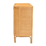 Natural Rattan Storage Cabinet, 2-Door, Light Honey