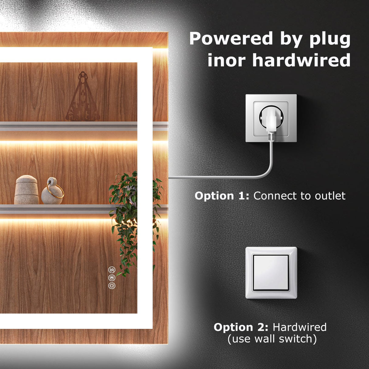 24x32 LED Bathroom Mirror - Anti-Fog Dimmable Backlit Vanity Mirror