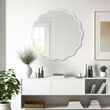 22 Inch White Round Wavy Mirror