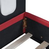 Twin Race Car Bed Frame with Wheels and Leather Headboard