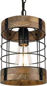 Farmhouse Rustic Chandelier Light Fixture, 4-Light Round Hanging Pendant