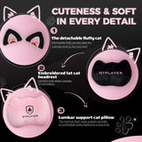 Pink Gaming Chair with Cat Ears - Ergonomic Office Chair with Memory Foam