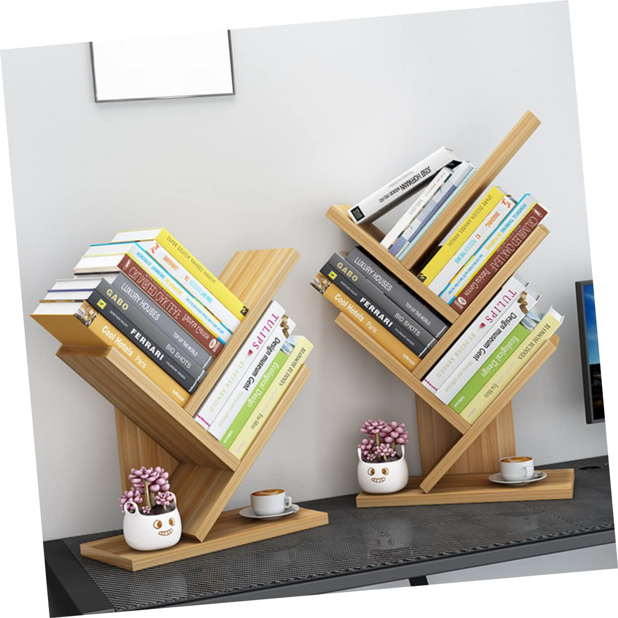 LIFKOME 3 Wooden Bookshelf Desktop Bookcase Wood Storage Shelves Wooden Book Shelf Tabletop Bookshelf Wooden Book Shelves Wooden Bookcase Book Storage Rack Bookstore Student Bamboo Simple