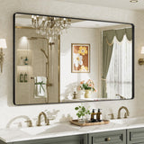 60x36 Black Metal Frame Bathroom Mirror - Wall Mounted Rectangle Vanity Mirror