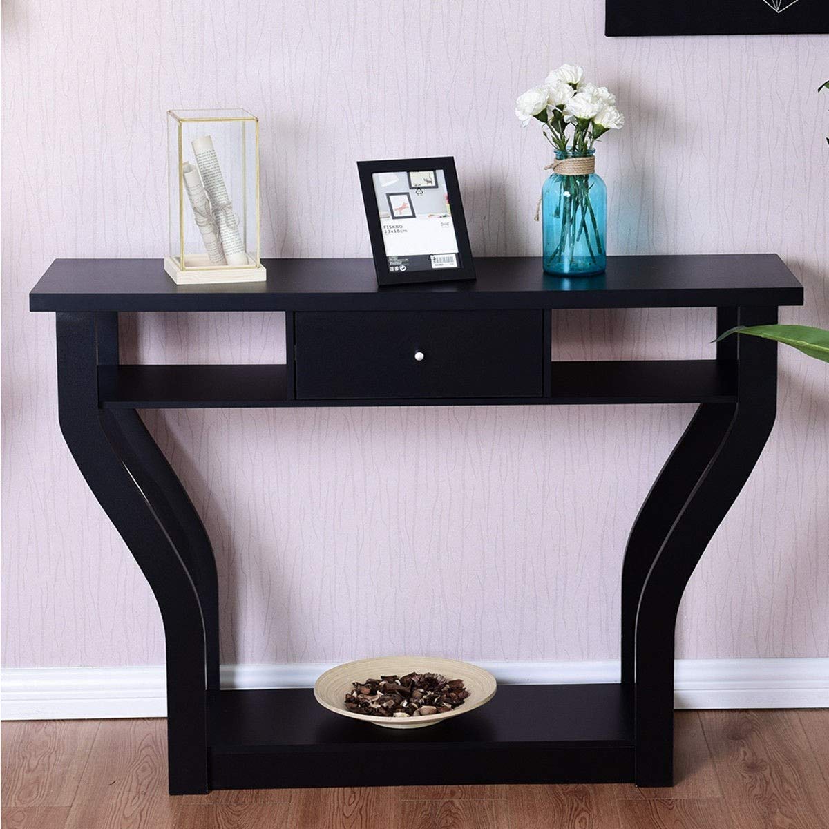 47" Wooden Entryway, Accent Cosole Tables Table with Drawer and Shelf