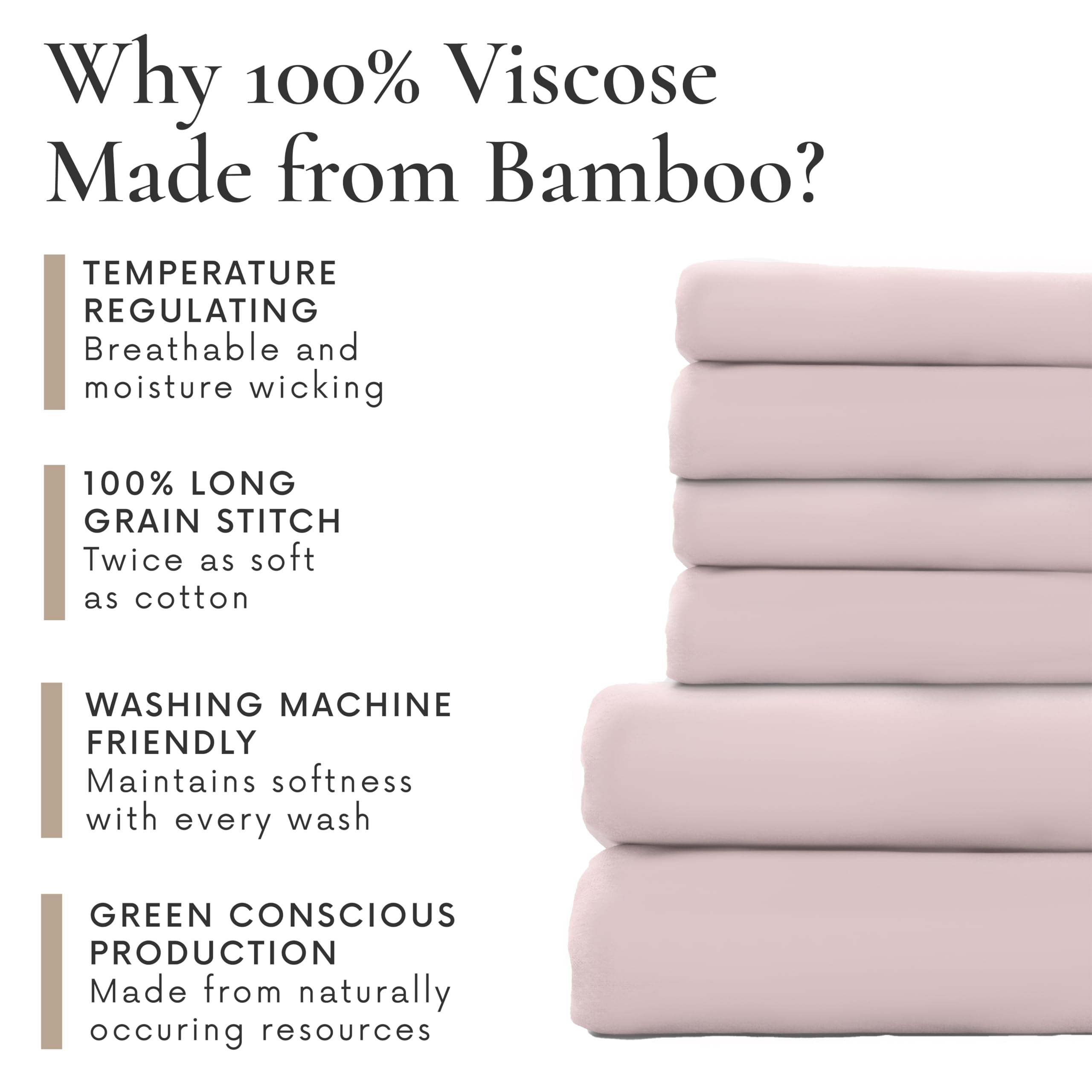 6 Piece King Size Sheets Set - 100% Viscose Made From Bamboo Sheets King