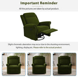 360° Swivel Recliner, Velvet Rocking Recliner Upholstered Recliner Chair, Rocker with Adjustable Backrest Nailhead Trims, Green