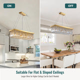 6-Light Modern Crystal Chandelier Rectangular Gold K9 Crystal Raindrop