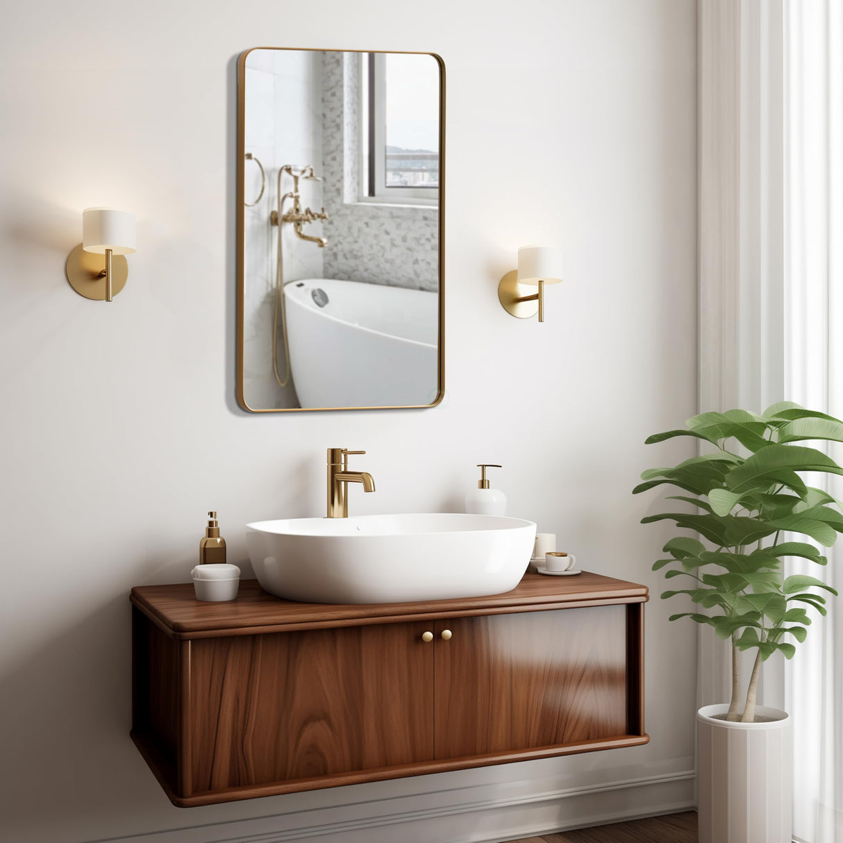 Plastic Medicine Cabinet with Beveled Edge Mirror Door and Round Corner Metal Frame
