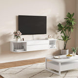 Stand for up to 50" TV, Wall Mounted Entertainment Center with Power Outlets and USB