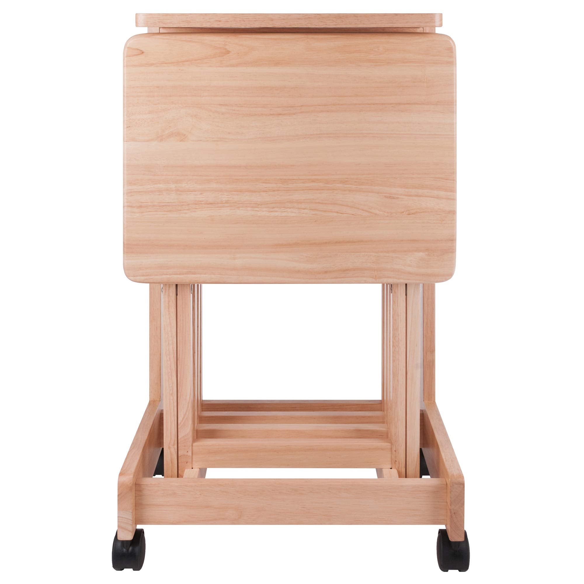 Home Living 5 Pc Wood Brienda Flip Top Snack Table Set with Mobile Stand 32"