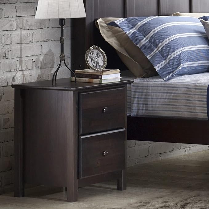 Shaker 2-Drawer Bedside Nightstand, Solid Wood with Cherry Finish