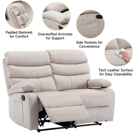 Loveseat Recliner Sofa, Small Sofa Couch, PU Leather Reclining Sofa 2